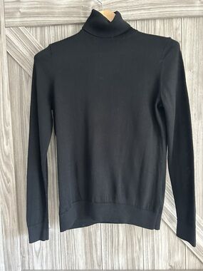 En Thread Black Merino Wool Turtleneck Sweater Size Medium